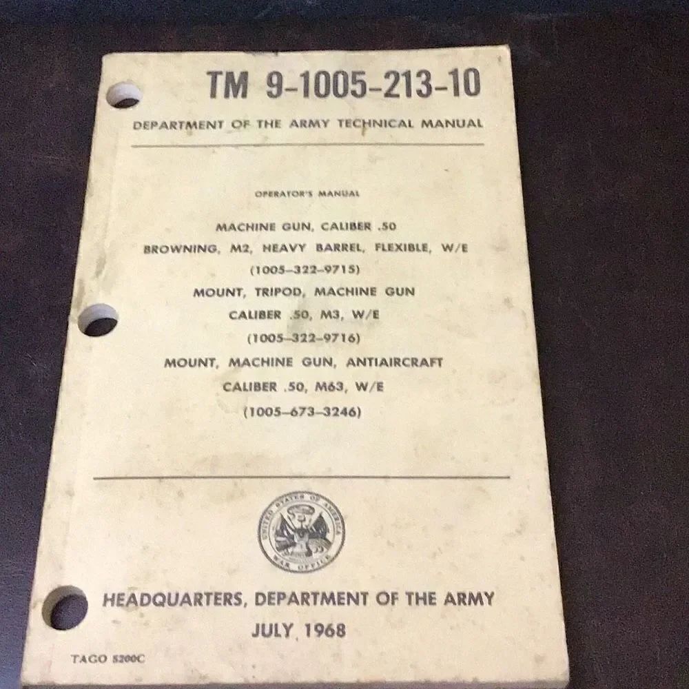 Vintage 1968 army owners manual for browning 50 caliber
